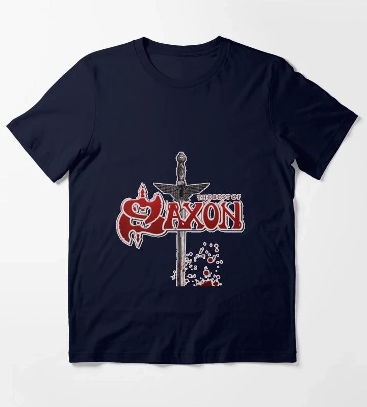 sax02 English heavy metal band saxon T-Shirt Navy