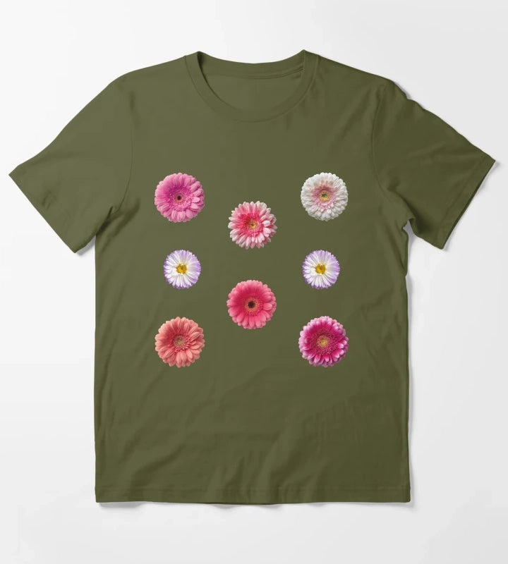 soft pink flower sticker pack T-Shirt Olive Green